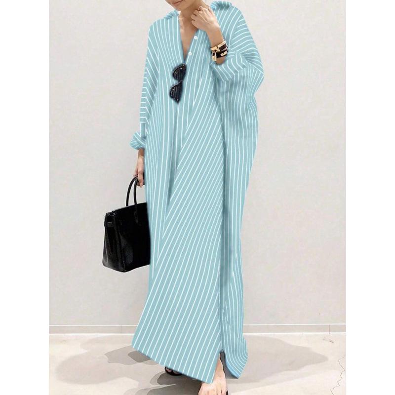 

Plus Size 3/4 Sleeve Striped Shirt Dress Y58978 Extra Large