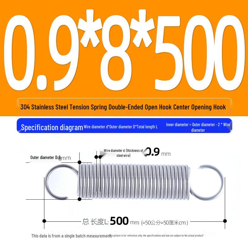 Arc de extensie din oțel inoxidabil 304 de 500 mm cu cârlige deschise și inel cu buclă dublă, personalizabil.