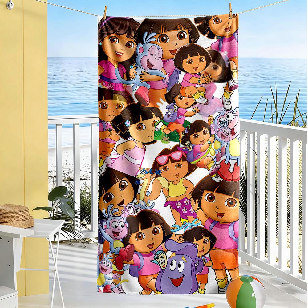 Dora Explorer Beach Towel Super Soft Microfiber Quickdry Fabric Comfortable Lightweight Suitable for Swimming, Gym, Camping, Yoga Vacation