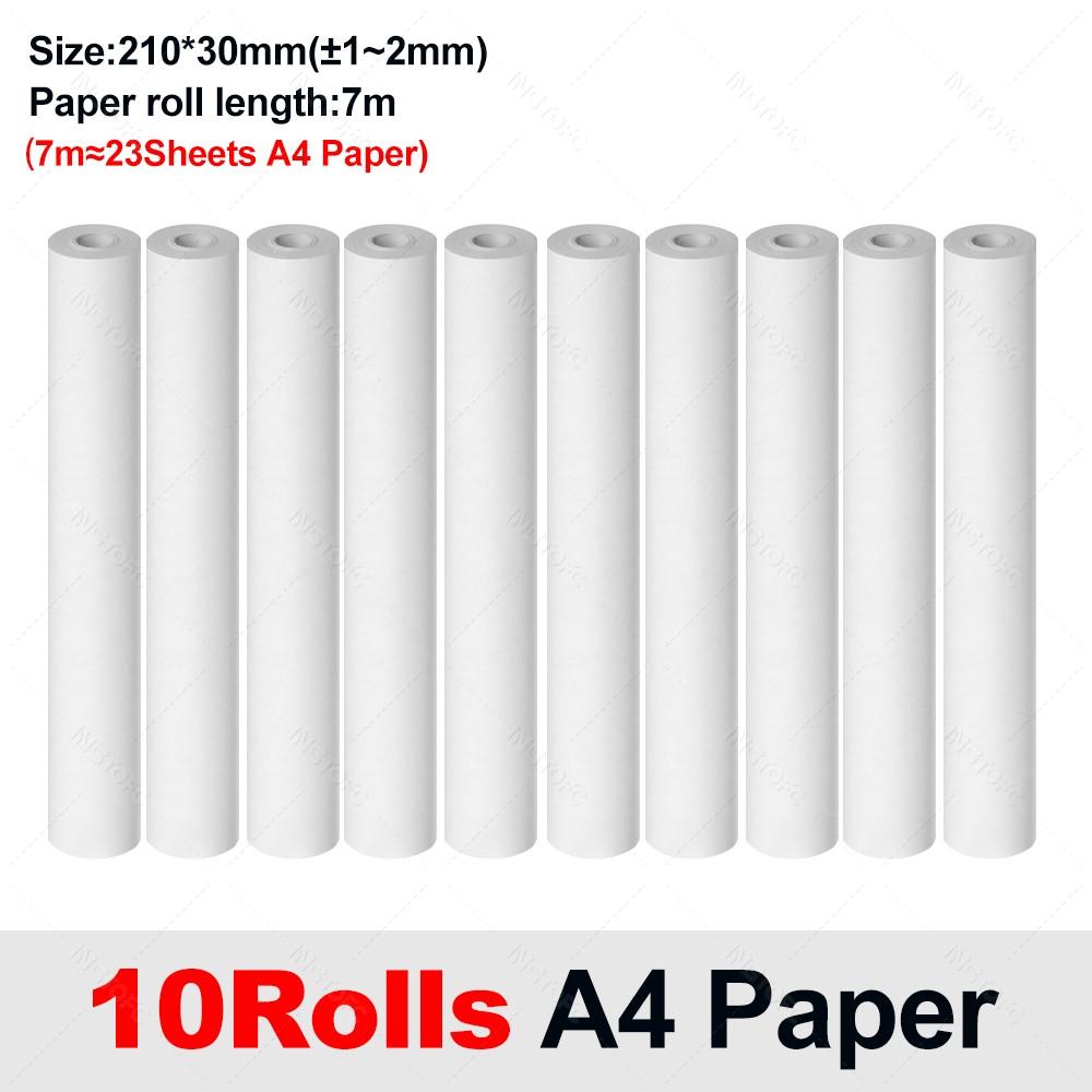 A4 Thermal Paper 20 Rolls Thermal Printing Paper 210*30mm for A4 Wireless Bluetooth A40 Printer Paper Rolls Quick-dry