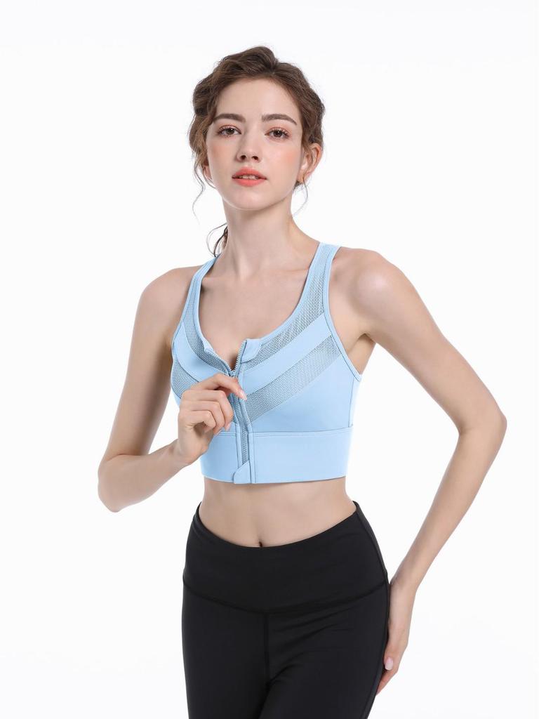 Plus Size Shockproof Zipper Sports Bra for High-Intensity Running and Yoga