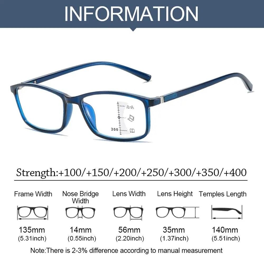 Seemfly Progressive lesebriller Menn Kvinner Blålysblokkerende Multifokale Presbyopiske Briller Ultralette Dioptri +1.0 +1.5 2.0