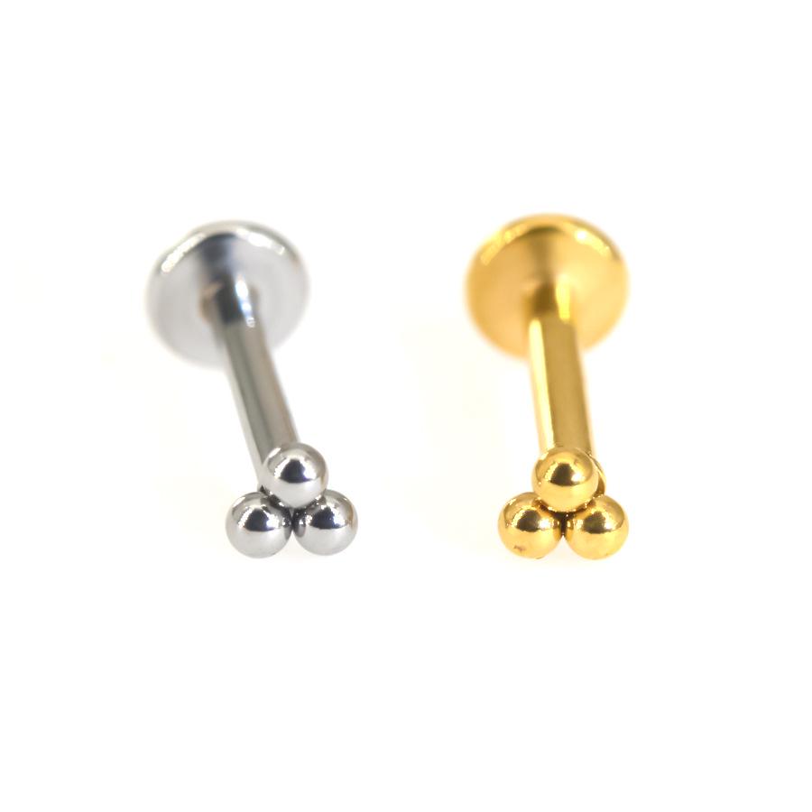 Diamond-Inlaid Stainless Steel Lip Stud Piercing Earring - 1.2*6/8mm