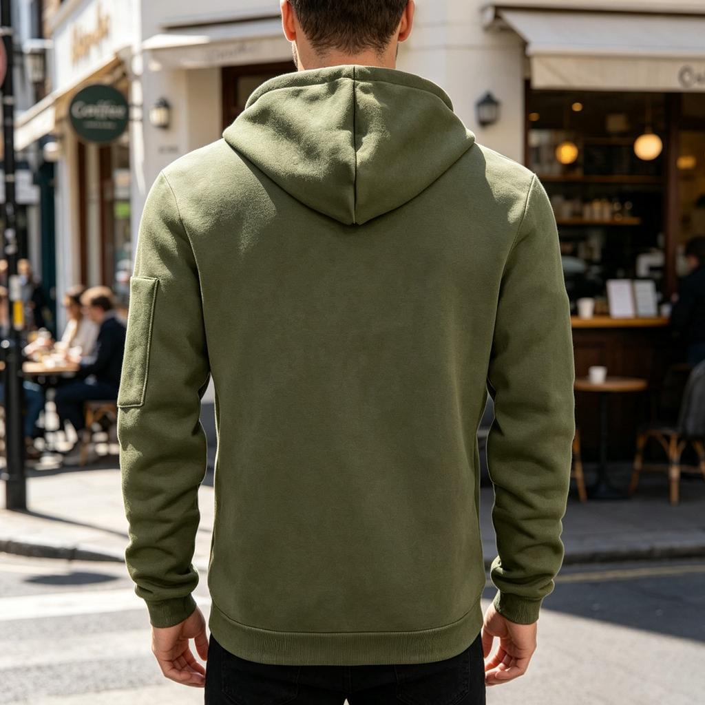 Men's Hooded Zip-Up Jacket Casual Athletic for Fall and Winter