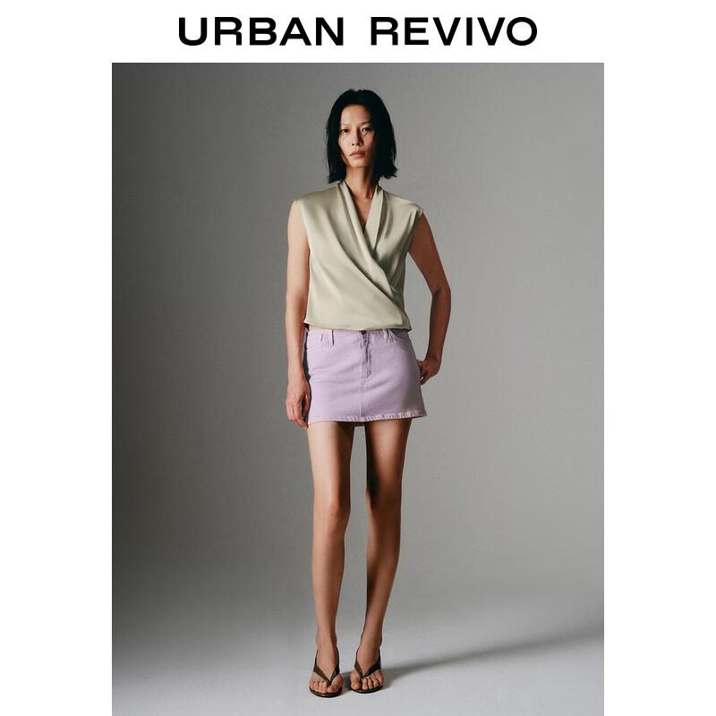 UR Women s Pleated Sleeveless V-neck Blouse S
