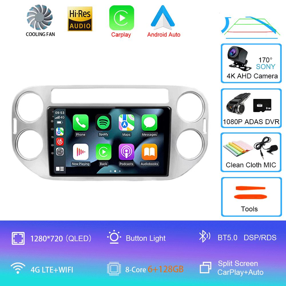 Car Radio Android 14 Wireless CarPlay Auto for VW Volkswagen Tiguan 1 NF 2006-2016 Multimedia Video Player Stereo GPS 2din Navi