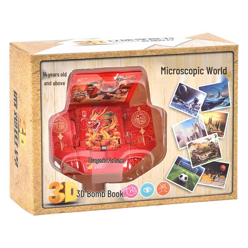 3D Dinosaur & Space Astronaut Pop-Up Keychain Book: Educational, Creative Decompression Toy