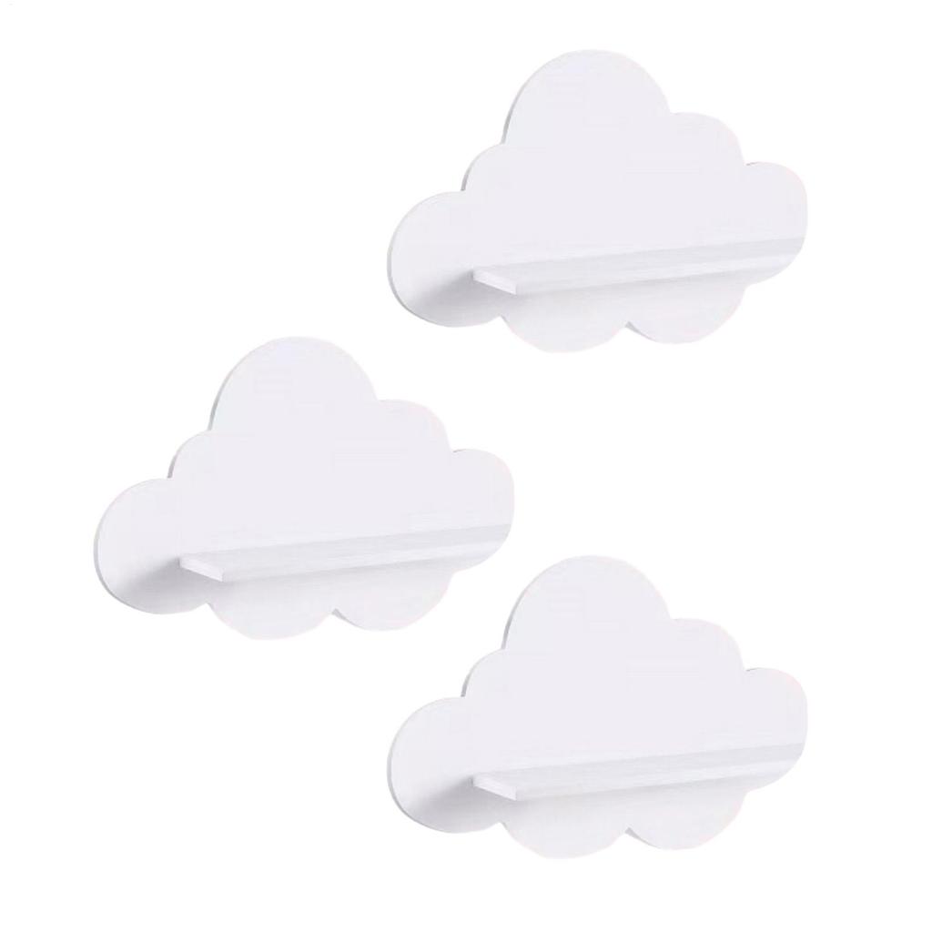 Cute Wall Shelf 3 Pieces Floating Storage Display Cloud-Shaped Aesthetic Room Decor Shelves for Kid's Room Nursery Kitchen