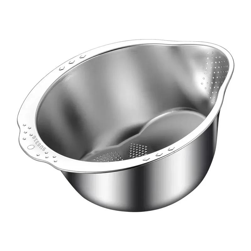 

Kitchen Vegetable Washing Basin Filter Dishwashing Tub Dishes Container Drainer Stainless Steel Dishes Dish Drainer Home Things