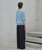 GLW Open Collar Waffle Half Knit Blue