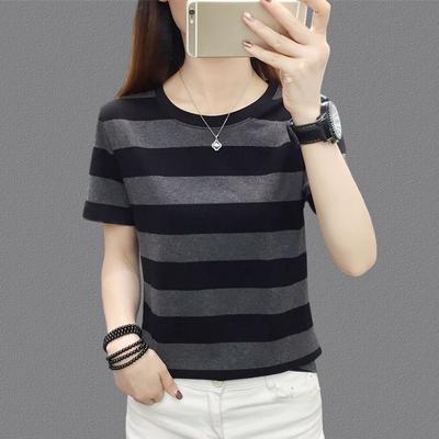 Sommer Baumwoll-T-Shirt für Damen Lockerer Schnitt Lässiges Kurzarm-Top Einfacher Stil Große Größen