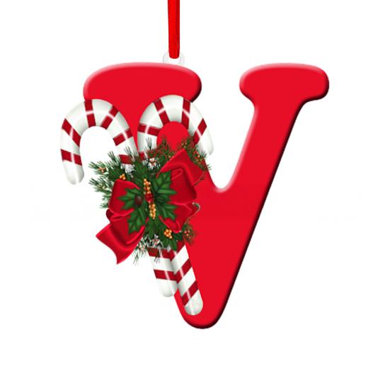 Christmas Acrylic Letter Hanging Decoration Car Rearview Mirror Xmas Tree A to Z Alphabet