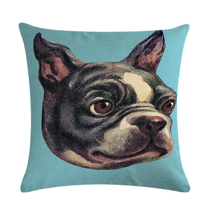 Cute Dog Cushion Cover Cartoon Pet Linen Pillow Cover Office Sofa Home Decoration Pillow Cover 45*45Cm