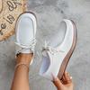 Women's Casual Faux Suede Walking Shoes Round Toe Lace-Up Work Office Driving Moccasins Shoes for Women Non-Slip Comfortable Penny Flat Loafers