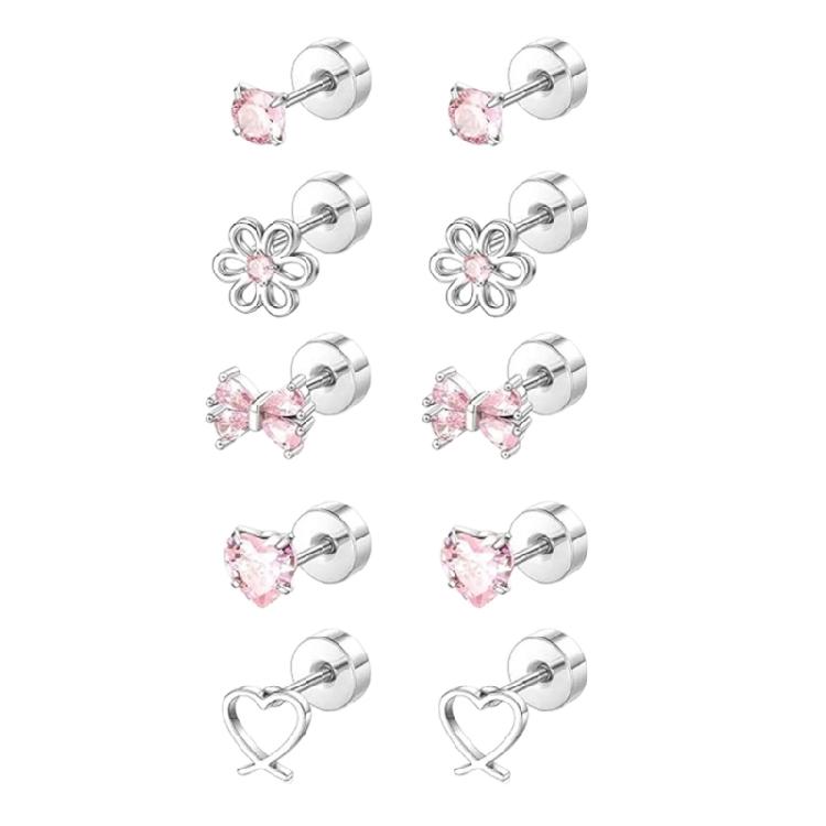 

Baby and Toddler Safe Earrings Allergy Resistant Surgical Stainless Steel Screw Back Lightweight Comfort Design 1