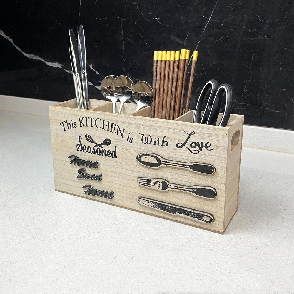 Scatola porta coltelli e forchette in legno stile europeo Scaffale per utensili da cucina Scatola porta coltelli, forchette, cucchiai e bacchette stile occidentale