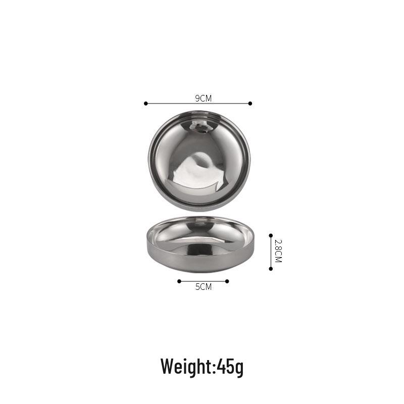 Korean-Style Double Layer Gold Kimchi Dish - Stainless Steel Small Bowl for BBQ, Dipping Sauce, Seasoning.