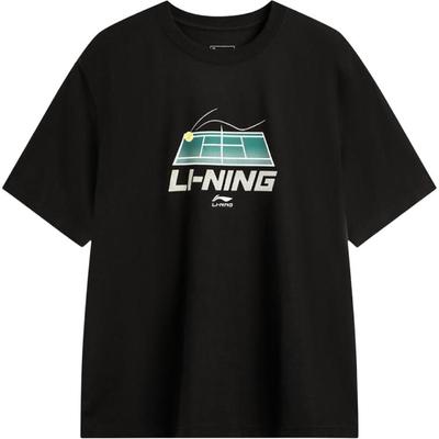 Li Ning Bequemes Minimalistisches Mode Oversized Rundhals Sport Kurzarm T-Shirt Herren Oberteile Schwarz AHSV237-3