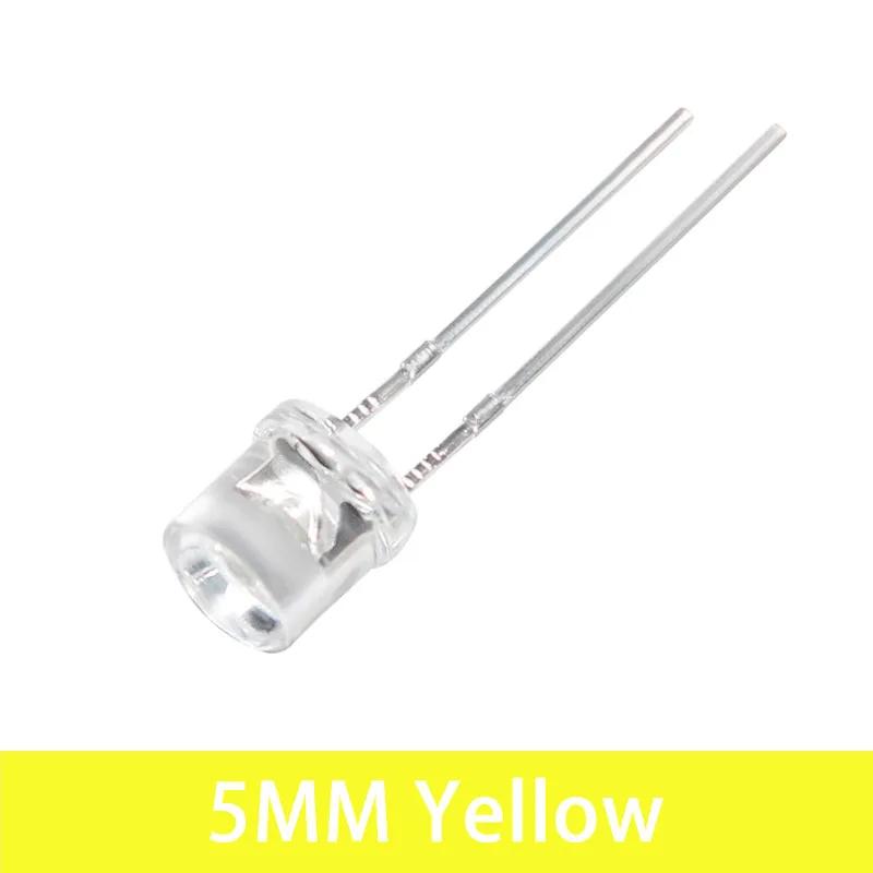 50 buc. LED-uri plată diodă 5MM roșu, galben albastru, alb, lampă cu LED, lumini Diod F5, lampă cu LED transparentă, diodă super luminoasă