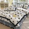 Hepburn Style Double-Layer Gauze Lace Bedspread Set: 4-Piece for Single Dorms