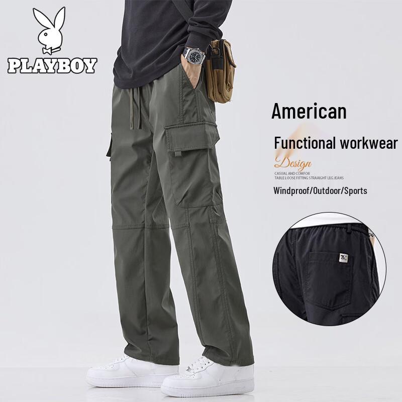 PLAYBOY Men s American Techwear Multi-Pocket Cargo Pants M