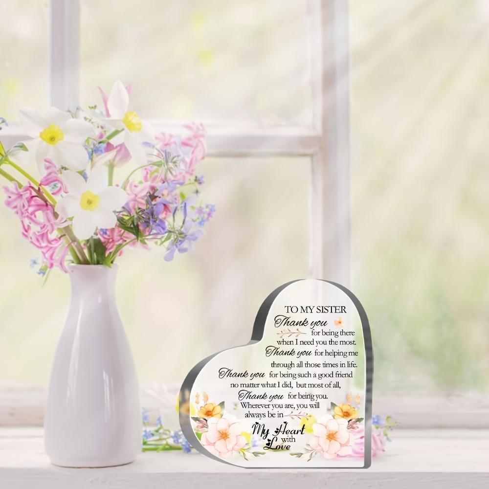 Modern Floral Thank You Sign for Sister, Friendship Keepsake, Gratitude Gift for Female Friends, Tabletop & Home Decor, Nurseries, Home Desk Living Ro