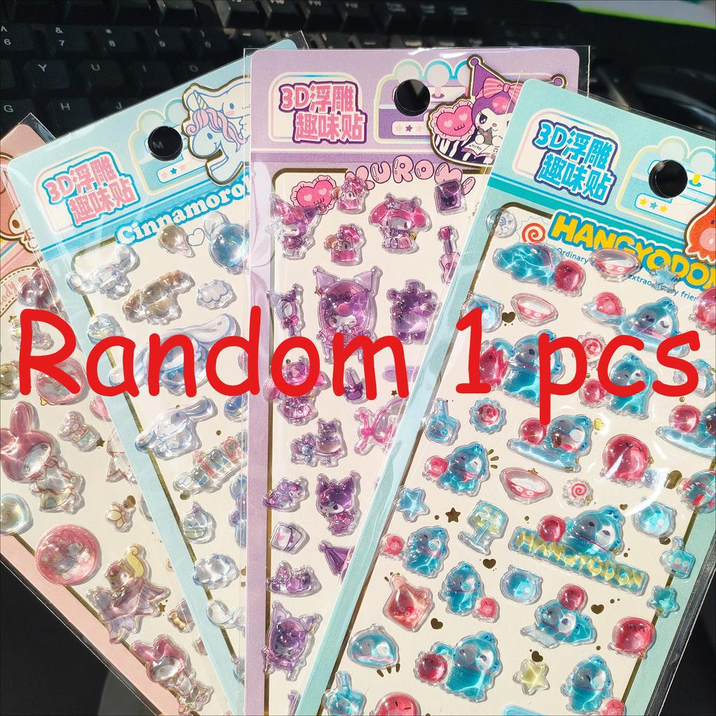 3D Embossed Cute Sanrio Stickers Waterproof Cartoon Decals for Journaling Phone Case DIY Student Stationery Decorative Stickers