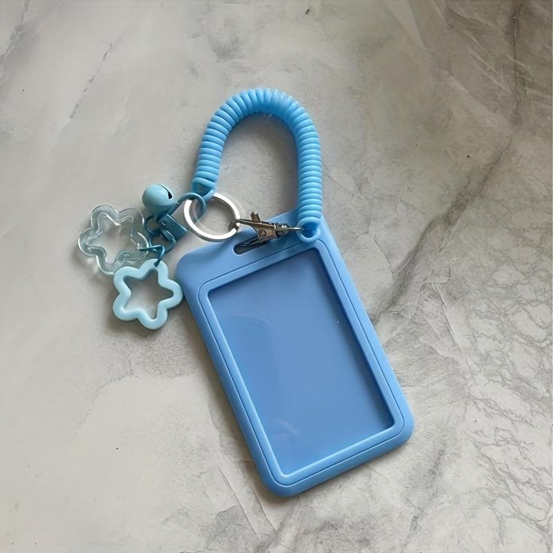 2 Pack Plastic Sliding Card Holders with Cute Star Charms, Muted Colors for Bus Cards, Campus Cards and Work ID Badges