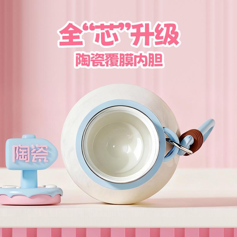 Water bottle thermos cup boys and girls cute small milk can with straw double drink coffee cup cup