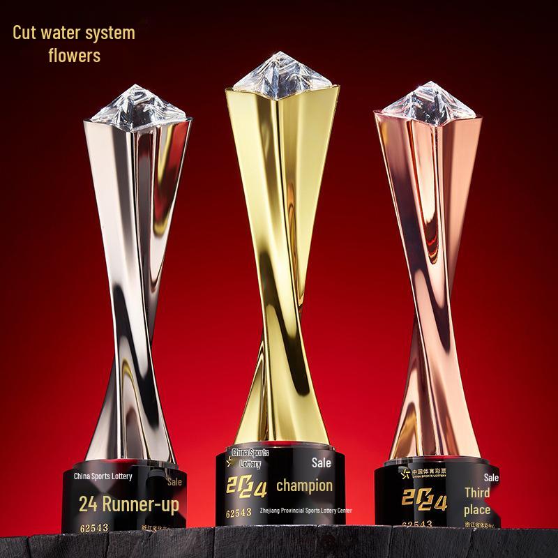 Gold, Silber, Bronze Sternburst Verdrehte Säule Trophäe - Firmen Gedenkpreis