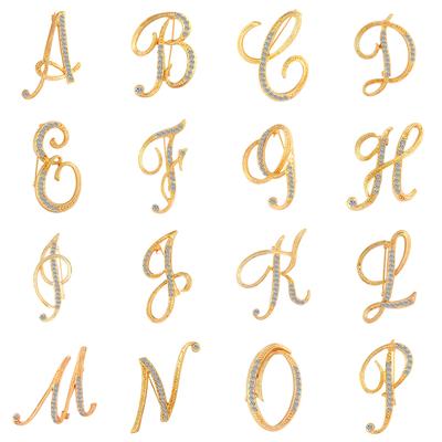 1 Pz Spilla Ornamento Unisex Strass Lettere Inglesi Alfabeto A-Z