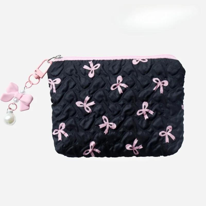 

Милая розовая косметичка с бантом, мини-кейс для хранения помады, карточек, держатель для гигиенических прокладок, женская косметичка