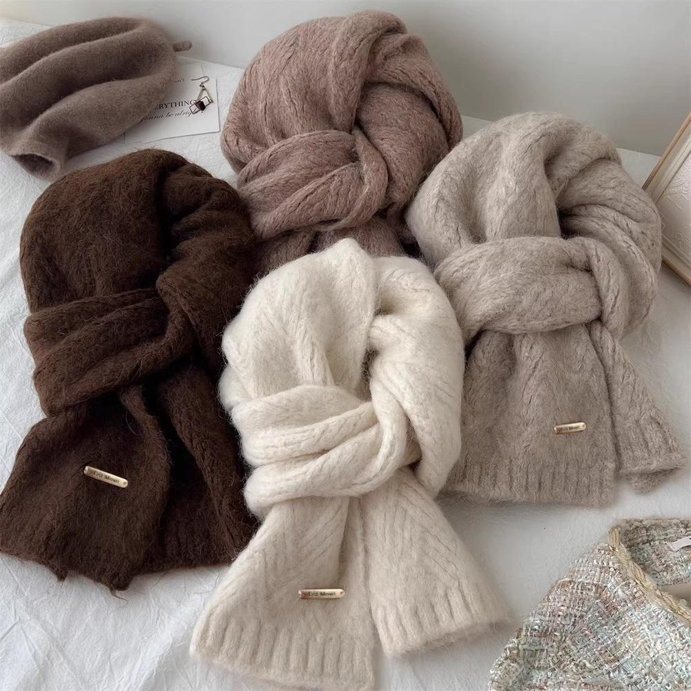 Alpaca Wool Scarf Korean Style Knit Full Neck Coverage