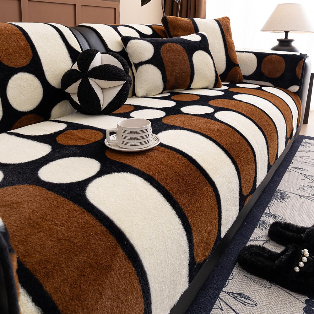 

Роскошь и изысканность, бархатная диванная подушка из кроличьего меха, новый универсальный толстый противоскользящий и пылезащитный диванный коврик Four Seasons 70x70