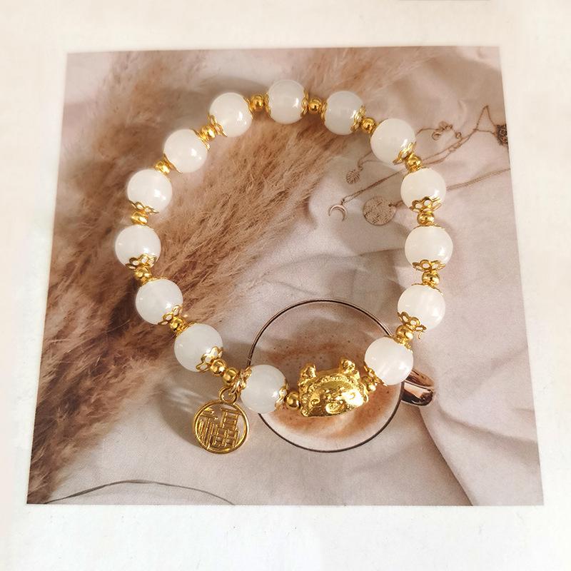 New Women's Mori Style Butterfly Glass Bracelet with Colorful Crackle Beads