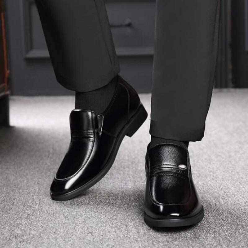 Fashion Increased 6 Cm Men Formal Shoes Hidden Heel Men's Wedding Oxfords Heighten Tall Male Dress Leather Footwear 2024