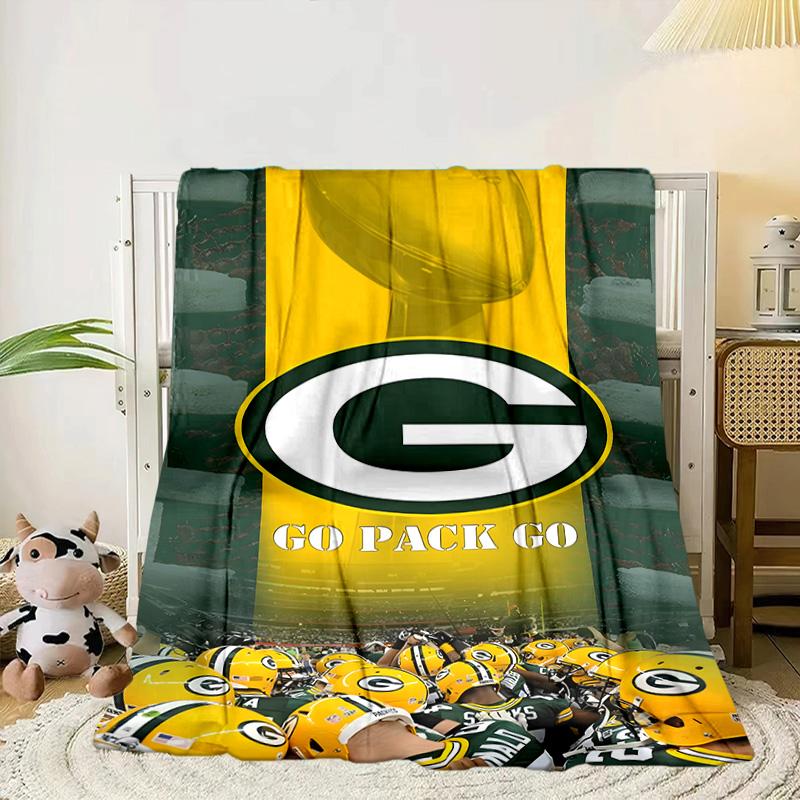 Green Bay Packers Logo Portable Blanket/Soft Blanket Bedding Blanket Suitable for Travel Camping Living Rooms Offices Sofas Fan Gifts