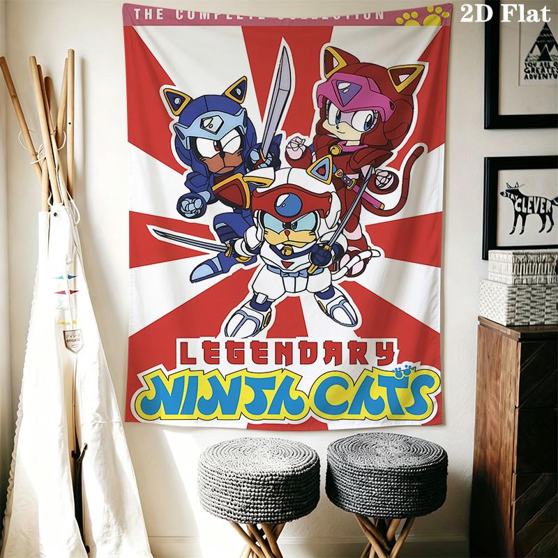 Samurai Pizza Cats Pattern Home Decor Tapestry, Wall Hanging, Decorative RV Wall Cloth.SGT0917510