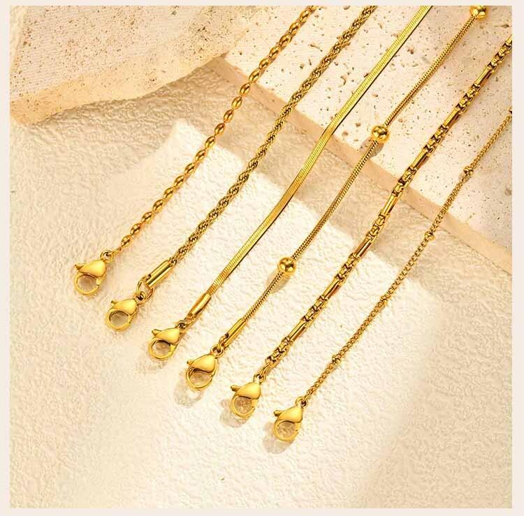 18K Real Gold Plated Bracelet Stackable for Women, Dainty Satellite Link Chain Bracelets Adjustable Minimalist Jewelry