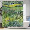 Floral Rabbit Deer Forest Landscape Shower Curtain Vintage Nature Botanical Backdrop Rustic Farmhouse Bathroom Decor