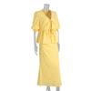 Completi estivi da donna a 2 pezzi con gonna, Top con maniche corte a sbuffo e allacciatura frontale, Gonna lunga a vita alta, Abiti casual per spiaggia e vacanze