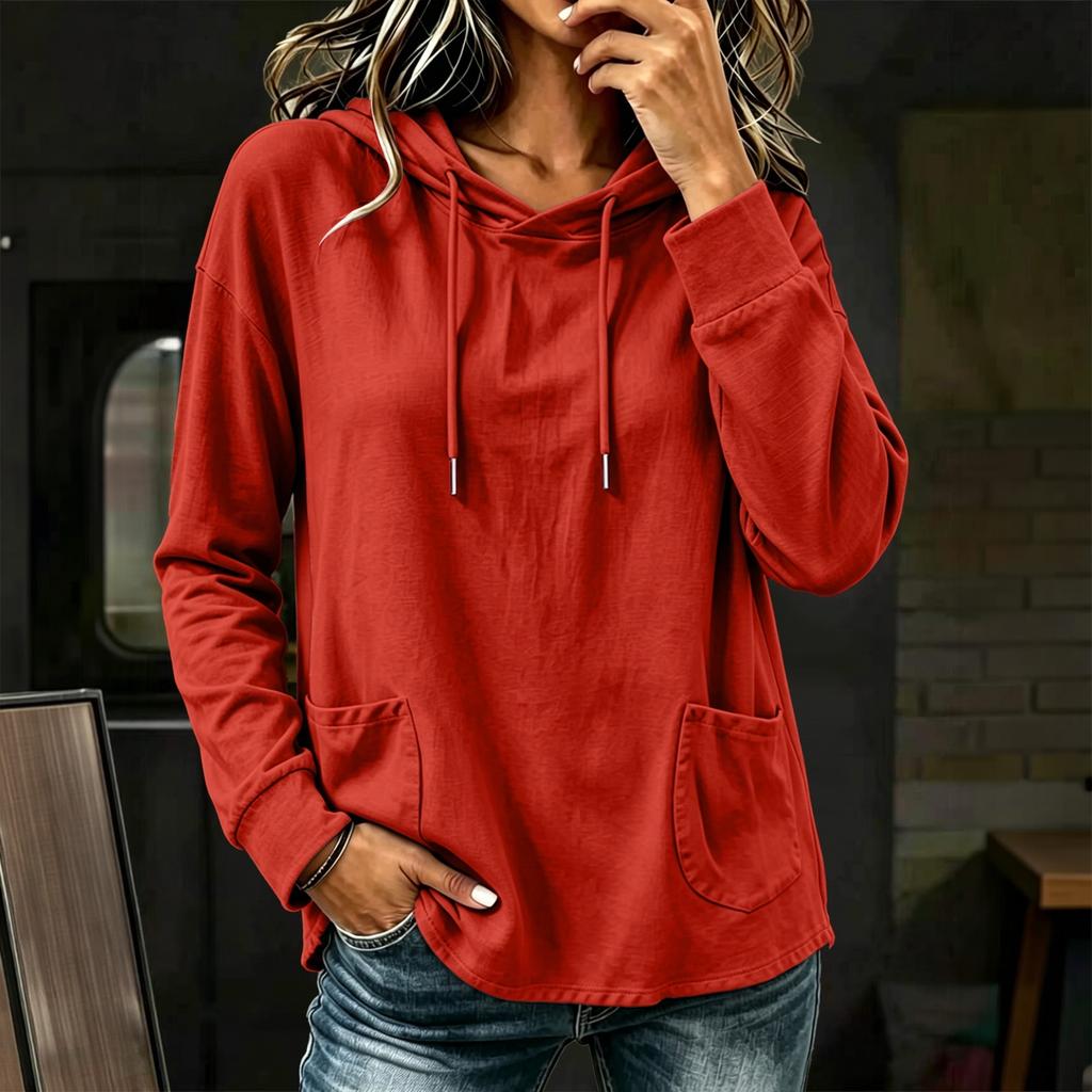 Women's Fashion Casual Hoodie Long Sleeve Loose Fit Color Pullover Sweatshirt for Everyday Wear