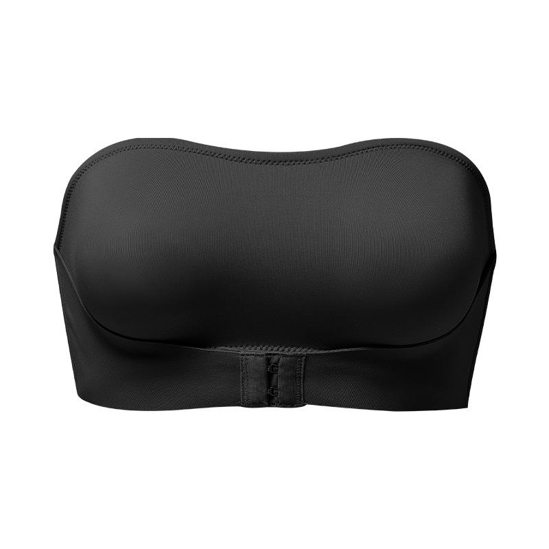 

Sexy front buckle, no steel ring, non-slip gathering, upper support, women s beautiful back, thin breathable women s tube top, underwear, bra S чёрный