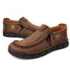 Men's Leather Boots Zipper Low Top Casual Shoes Outdoor Driving Handmade Shoes 39-48