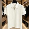 Camicia da Uomo con Zip Corta Vestibilità Larga Collo a Revers Manica Corta Camicia Testurizzata Casual Monocolore Camicia da Golf per Ufficio Vita Quotidiana Appuntamento
