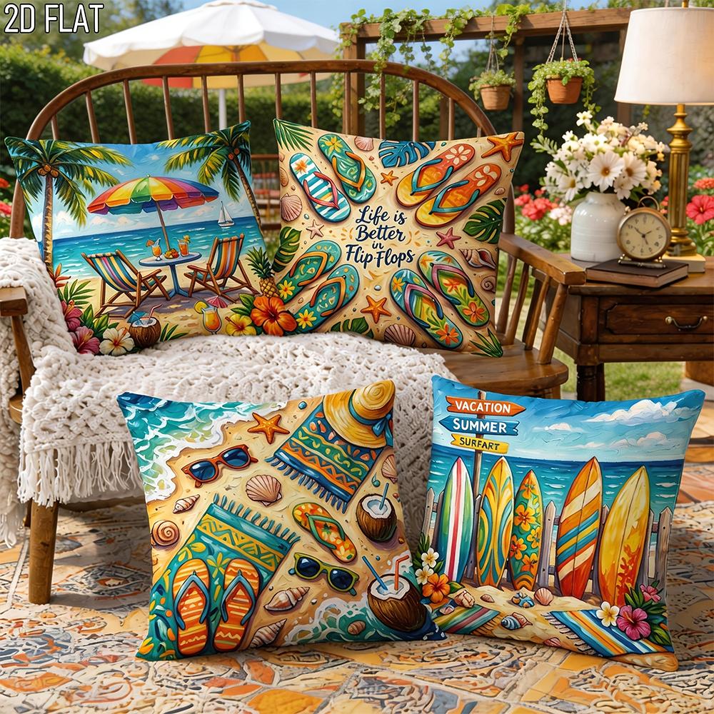 1/4pcs Summer Beach Vibes Throw Pillow Covers Set of 4 Home farmhouse outdoor decoration cushion cover