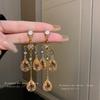 Silver Needle Diamond Mangstar Crystal Water Drop Tassel Earrings French Light Luxury Earrings Retro Court Earrings Women
