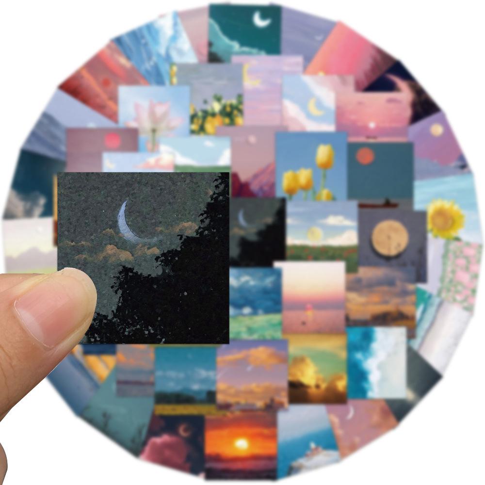 10/30/50pcs Cartoon Oil Painting Landscape Stickers Aesthetic Art Graffiti Decals DIY Scrapbooking Phone Laptop Sticker Toy Gift
