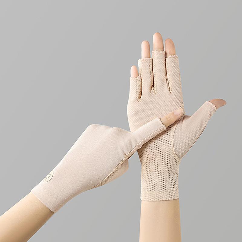 Cotton Summer Women Thin Lace Dew Half Finger Riding Uv Protection Glove Outside