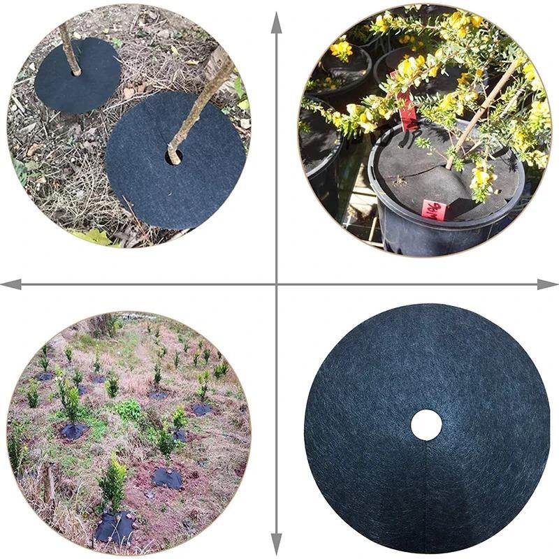 10 Stück Vlies-Baummulchringe, Unkrautmatten, Barriere, Landschaftsgewebe, wiederverwendbarer Mulch zur Landschaftsgestaltung, Kontrolle, Wurzelschutz